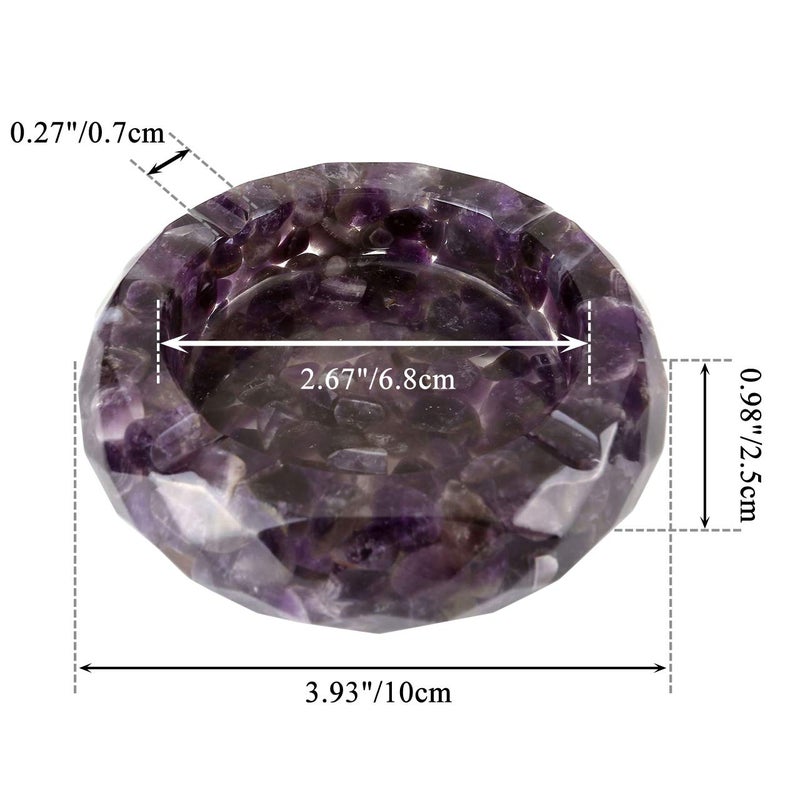 Yoption Amethyst Crystal Ashtray, Resin with Tumbled Chip Stones Ashtray for Living Room, Home, Office Decoration, Gift - Image 2